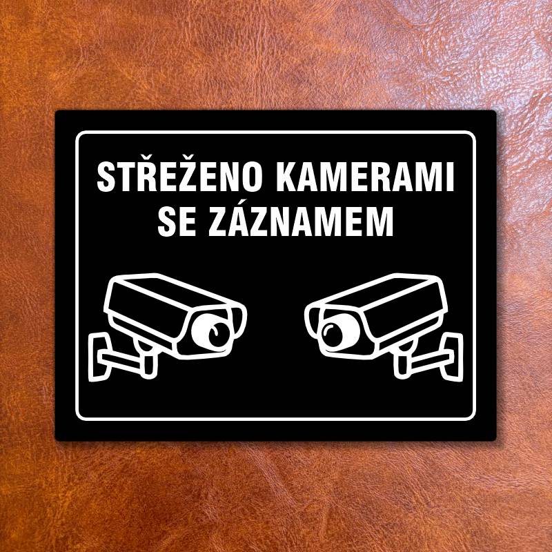 Cedulka "Střeženo kamerami" černá, Velikost A5, var 7